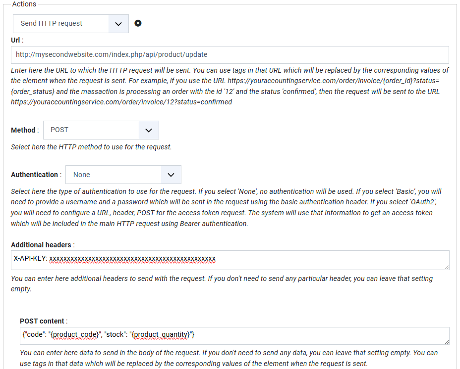 Send a HTTP request to an API