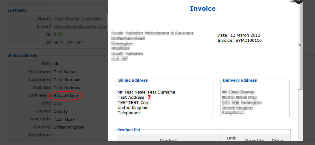 whats an invoice address